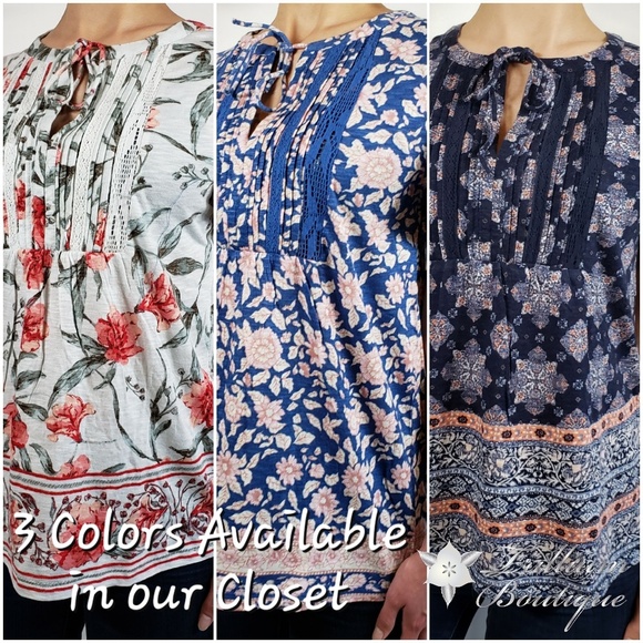 LUCKY BRAND Women's Printed Tie Front Blouse NWT - Picture 8 of 9